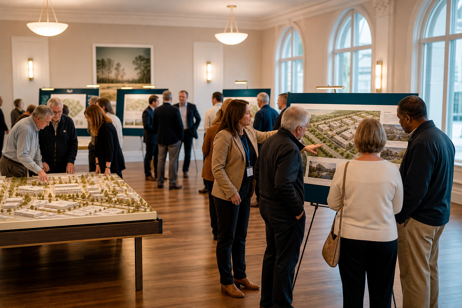 Professional public consultation with people reviewing planning boards